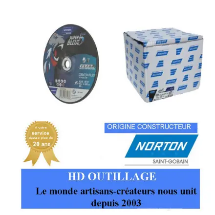 25 disques d‘ébarbage à moyeu déporté forme 27 Norton SUPER BLEUE 5 230x7x22.23mm