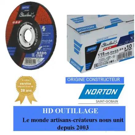10 disques d‘ébarbage à moyeu déporté forme 27 Norton STARLINE 115x6.4x22.23mm
