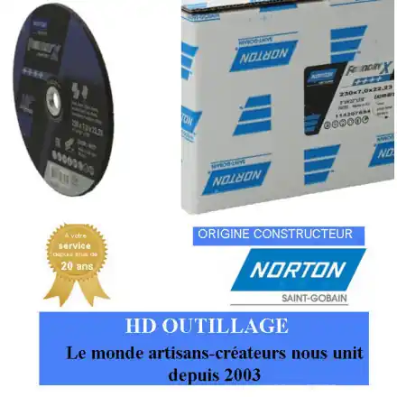 10 disques d‘ébarbage à moyeu déporté forme 27 Norton FOUNDRY X 230x7x22.23mm