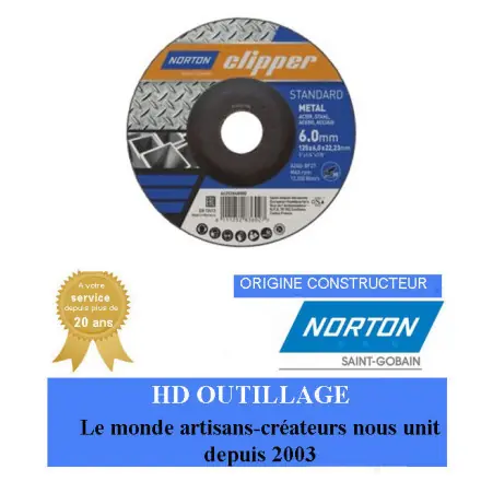 10 disques d‘ébarbage à moyeu déporté forme 27 Norton 125x6.4x22.23mm pour métal