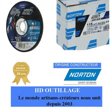 10 disques d‘ébarbage à moyeu déporté forme 27 Norton SUPER BLEUE 5 115x6.4x22.23mm