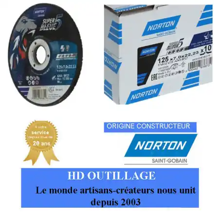 10 disques d‘ébarbage à moyeu déporté forme 27 Norton SUPER BLEUE 5 125x6.4x22.23mm