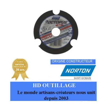 20 soucoupes renversées déportées Norton OCTOPUS-METAL / INOX-115x4x22.23