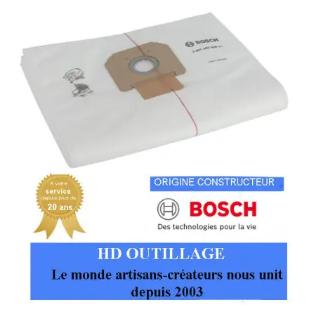 5 sacs filtres 2607432038 pour aspirateur Bosch