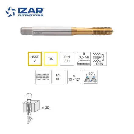 Taraud droit machine Izar HSSEV TIN multifonction de M3 à M20