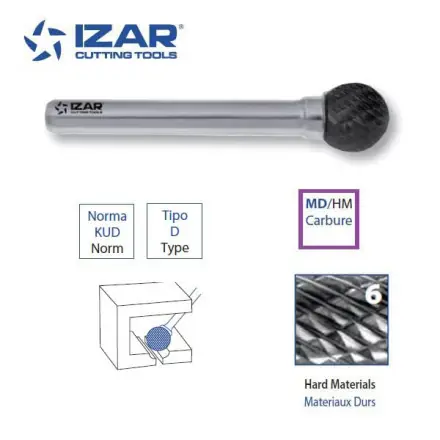 fraise rotative carbure ALTIN Izar sphérique KUD denture 6 de 3 à 12.7 mm