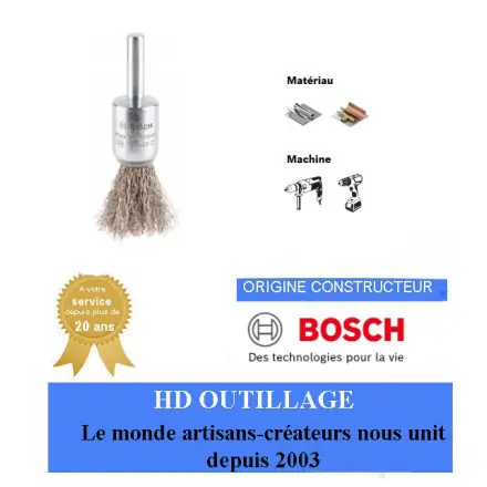 Brosse pinceau PRO Stainless Steel clean, emmanchement droit, 15 x 0,2 mm Bosch