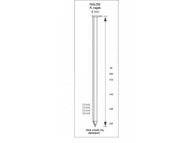 Paslode Fixation 140547 Clous en bande RounDrive 3,8 x 130 lisses 1120 pièces