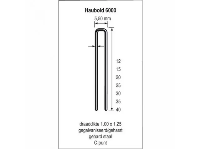 Haubold Bevestiging 503221 KL6020 Agrafes CNK 20 mm galvanisées 5000 pcs.