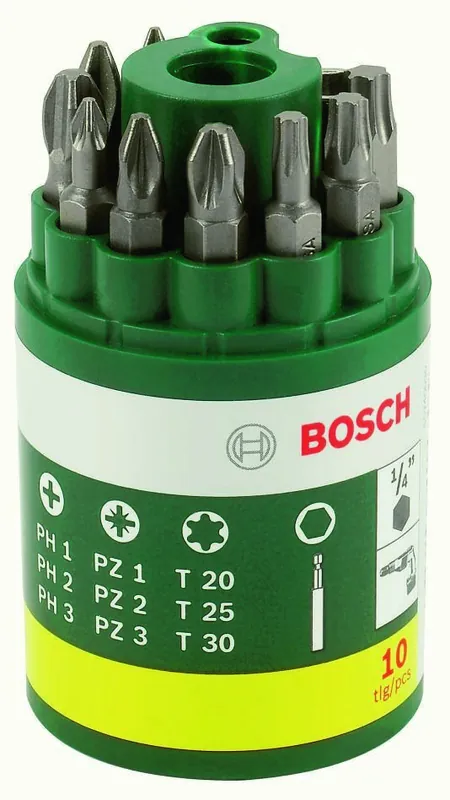 Bosch Vert Accessoires 2607019452 Jeu d‘‘embouts de tournevis 10 pièces