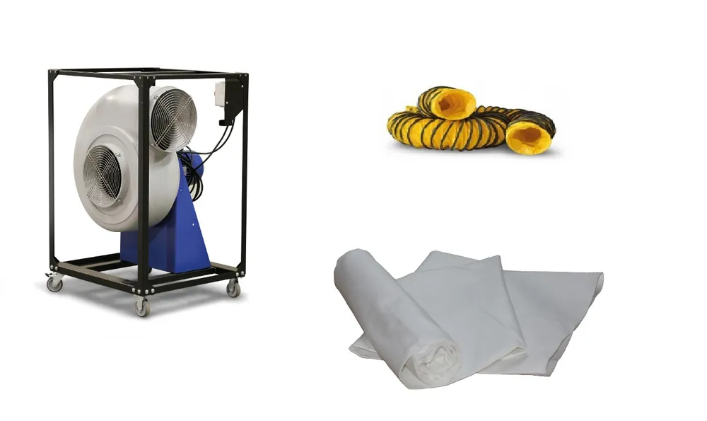 Dryfast TFV300LSAU Ventilateur radial avec 1 sac à poussière et 1 tuyau d‘air 10 mètres
