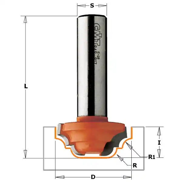 CMT 948.850.11 34,9 mm Fraise à profil R=6,5-10 tige 12 mm