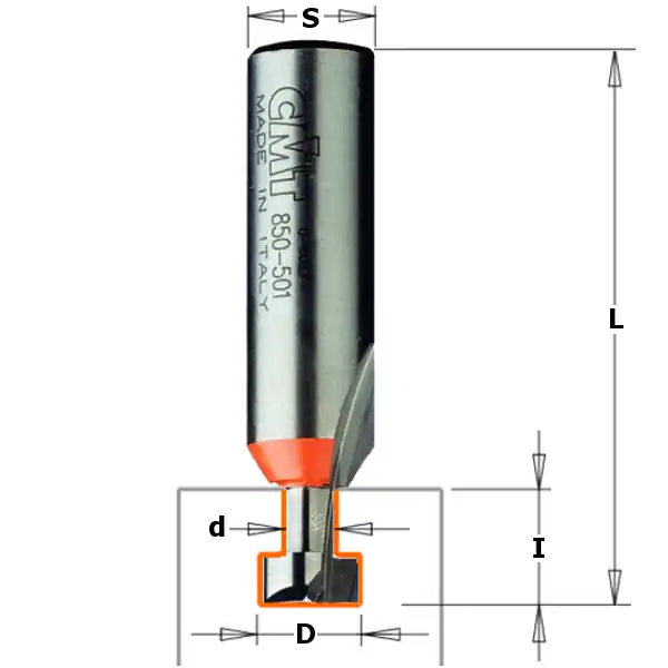 CMT 950.501.11 9,5 mm Fraise à rainurer en T - tige 12 mm