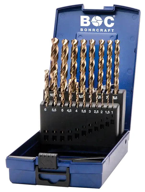Bohrcraft 11401330019 Jeu de forets KE10 HSS-E ABS-Box / 1-10x0.5 / 19 pièces