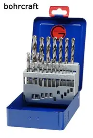 Bohrcraft 12011310019 MG10-TCR Jeu de 19 forets industriels HSS-G Turbocraft spécialement rectifiés dans une mallette industrielle