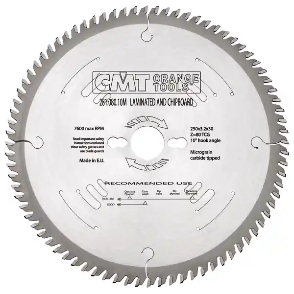 CMT 281.060.10M Lame de scie pour aggloméré / mélamine / formica 250 x 30 x 60D
