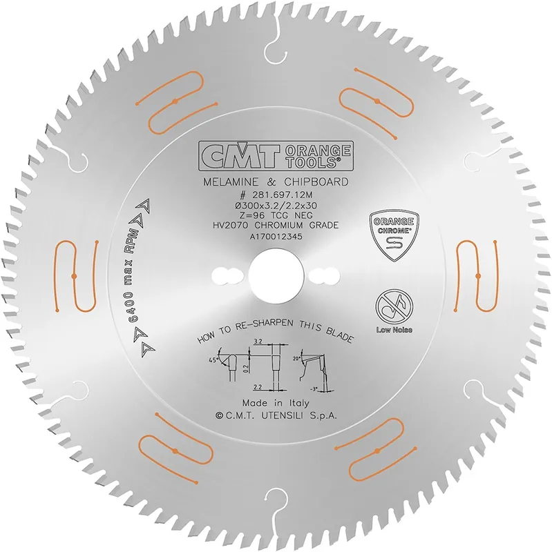 CMT 281.697.12M Lame de scie (négative) pour Mélamine/Formica/Aggloméré 300 x 30 x 96D