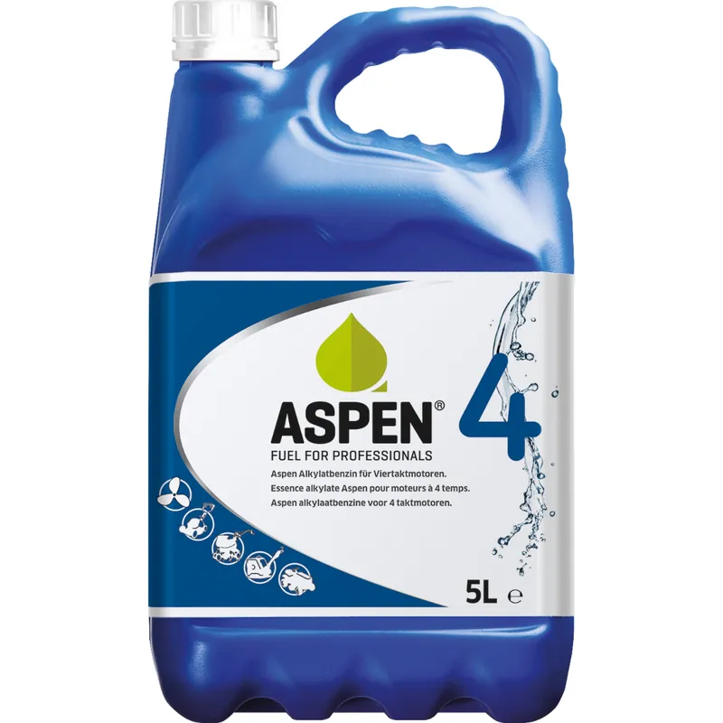Aspen ASPEN4 Mélange d‘essence prêt à l‘emploi de 5 litres pour les moteurs à quatre temps.