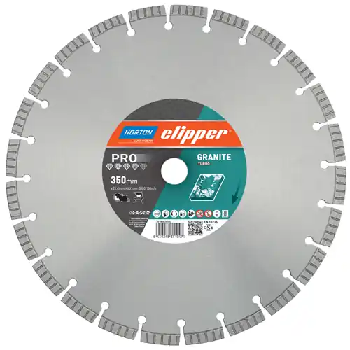 Norton Clipper 70184626529 Lame de scie diamantée Pro Granite Turbo 300 x 25,4 mm