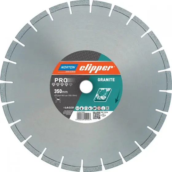 Norton Clipper 70184610385 Lame de scie diamantée Pro Granite 350 x 25,4 mm