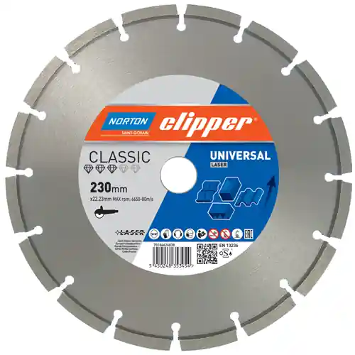 Norton Clipper 70184626842 Classic Universal Laser Lame de scie diamantée 350 x 25,4 mm
