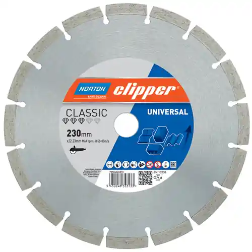 Norton Clipper 70184626806 Classic Universal Lame de scie diamantée 115 x 22,23 mm
