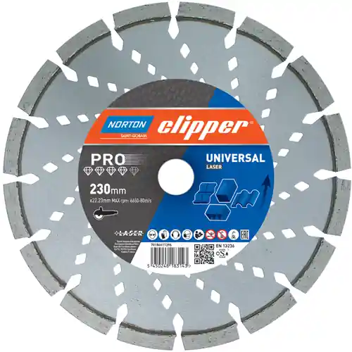 Norton Clipper 70184607687 Lame de scie diamantée Pro Universal Laser 180 x 22,23 mm