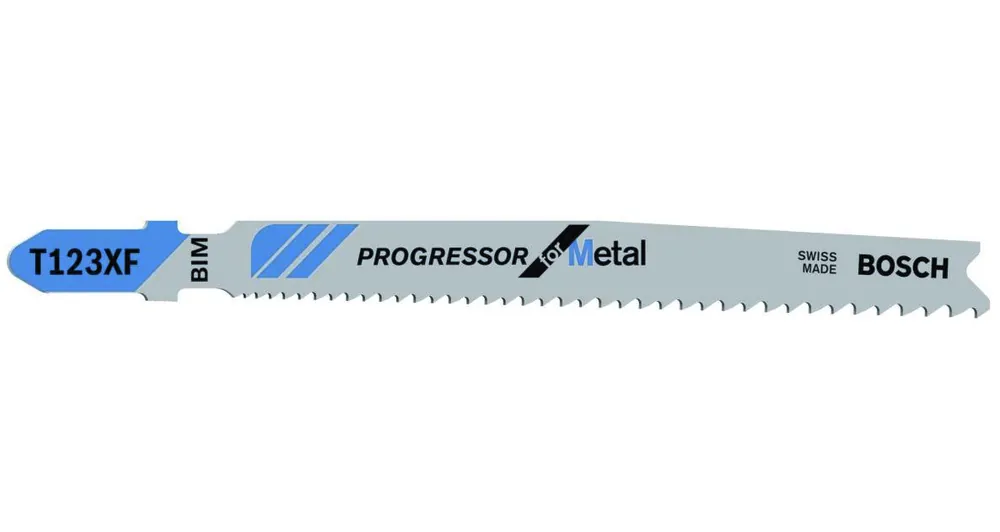 Bosch Bleu Accessoires 2608638473 T123XF Lames de scie sauteuse à queue en T par 5 Metal Progressor