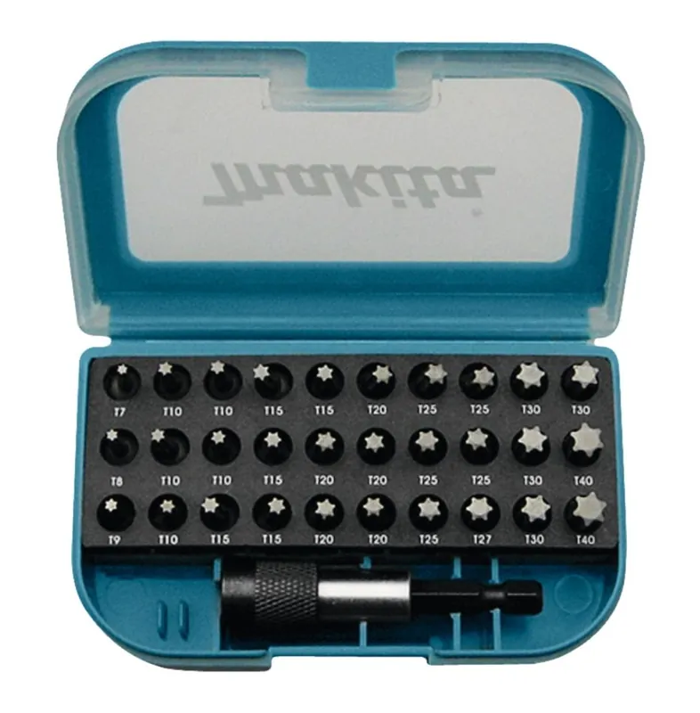 Makita Accessoires P-73352 Jeu d‘embouts de vissage TORX (31pcs) dans une boite en plastique et Crochet ceinture