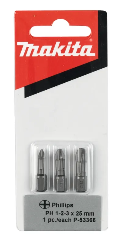 Makita Accessoires P-53366 3-pièces Embouts de vissage Torsion Philips