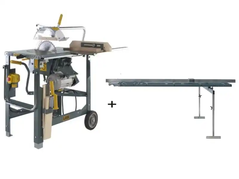 Gjerde 90004 1203-NO Scie de chantier + table d‘alimentation 2000 mm + butée avec butée + frein mécanique
