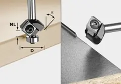 Festool Accessoires 499807 Fraise à chanfreiner à plaquettes réversibles S8 HW 45° D27 12x12 KL