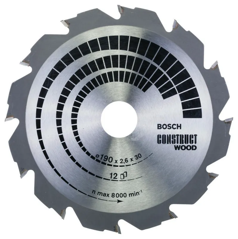 Bosch Bleu Accessoires 2608640633 Lame de scie circulaire 190 x 30 x 12T Bois de construction