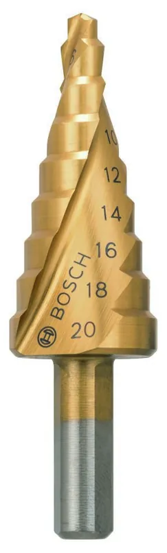 Bosch Bleu Accessoires 2608597526 Forets étagés HSS-TiN 4-20 mm à queue 3 cannelures