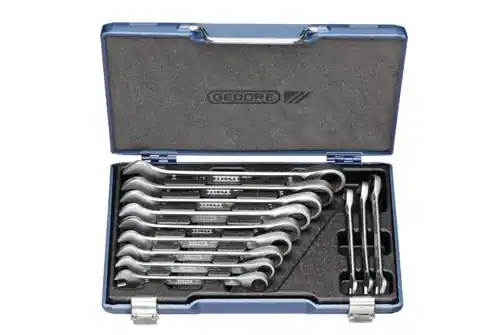 Gedore 2297442 7 R-012 Jeu de clés à cliquet à anneaux 12 pièces 8, 9, 10, 11, 12, 13, 14, 15, 16, 17, 18 et 19 mm