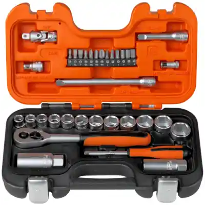 Bahco S330 Jeu de clés à douille 1/4"-3/8" 6 faces métriques 10-22 mm 33 pièces