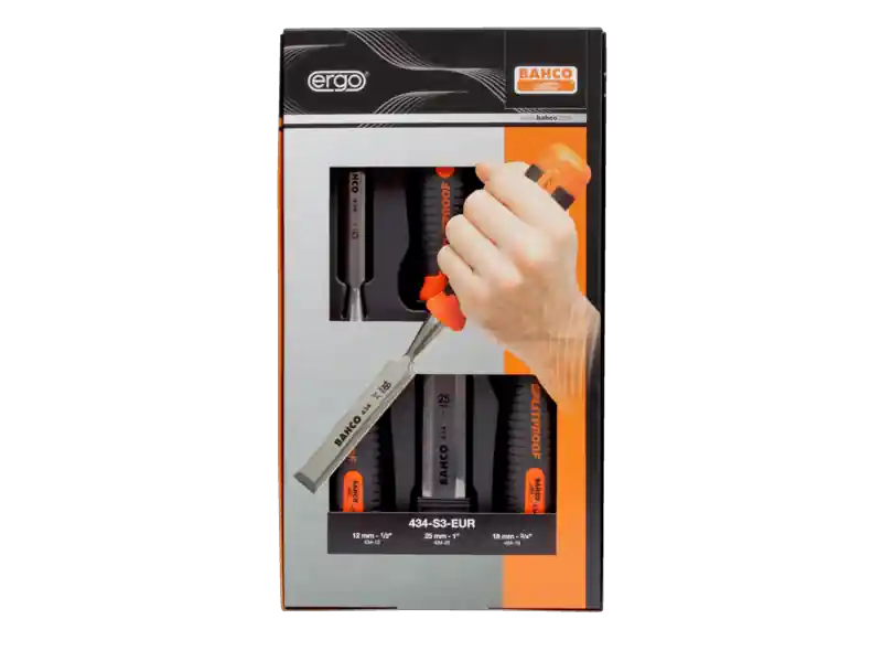 Bahco 434-S3-EUR Jeu de fraises à noyau ERGO™ Splitproof en boîte carton, 3 pièces