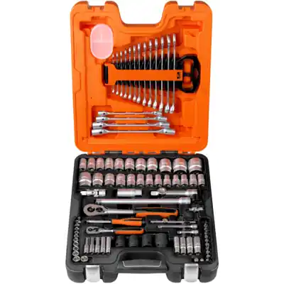 Bahco S87+7 Jeu de clés à douille 1/4"- 1/2" 6 faces métriques/Inch 94 pièces