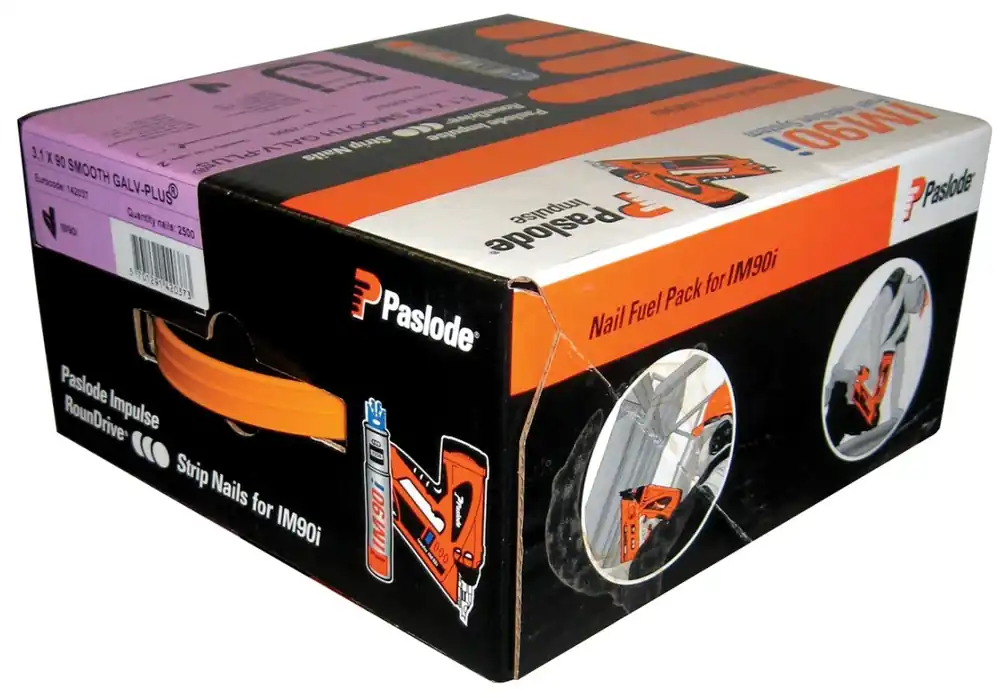 Paslode Fixation 142014 Clou à bande 2,8 x 63 lisse galvanisé à chaud RounDrive (avec cartouches de gaz) 3750 pcs.