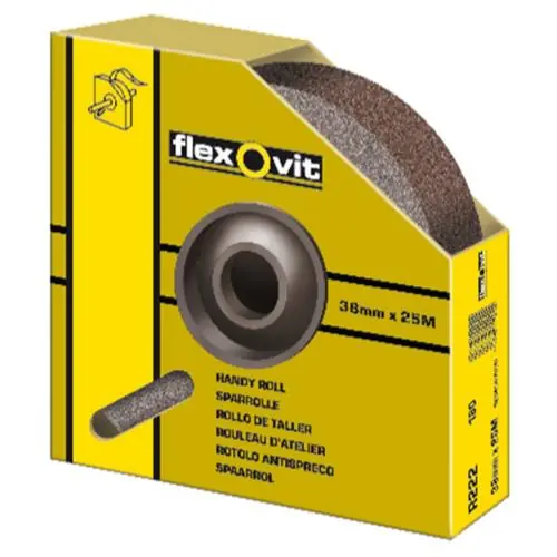Flexovit 63642512994 KF271 Rouleau de ponçage 38 mm x 25 m P120 Lin universel en boîte