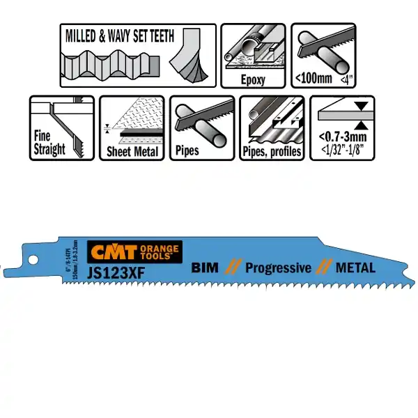 CMT JS123XF-5 Lames de scie alternatives 5 pièces bi-métal 150mm x 0, 9 x 8-14DPI