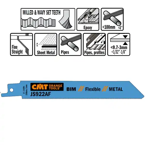 CMT JS922AF-5 Lames de scie alternatives 5 pièces bi-métal 150mm x 0, 9 x 24DPI