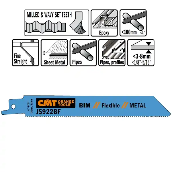 CMT JS922BF-5 Lames de scie alternatives 5 pièces bi-métal 150mm x 0, 9 x 14DPI