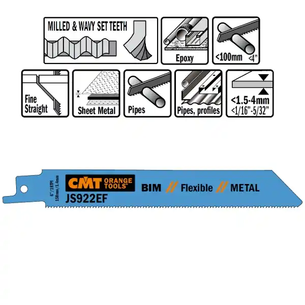CMT JS922EF-5 Lames de scie alternatives 5 pièces bi-métal 150mm x 0, 9 x 18DPI