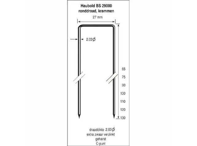 Haubold Bevestiging 503608 Non BS29000-85 Pointe de ciseau en acier inoxydable 1 920 pièces