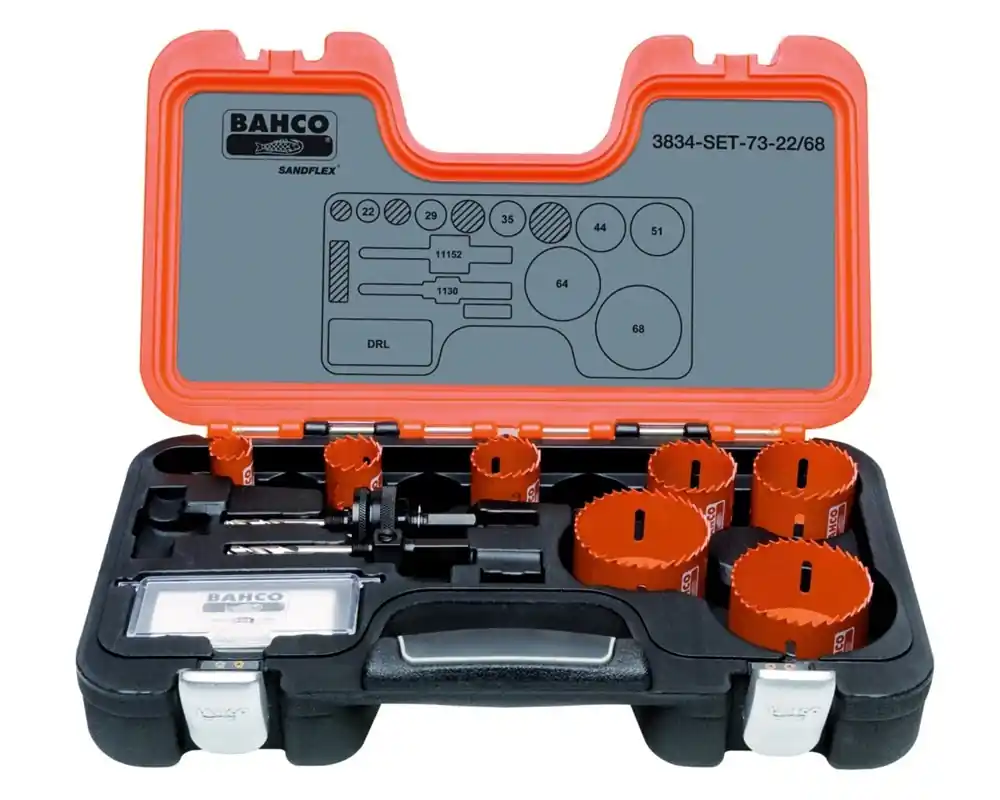 Bahco 3834-SET-86 Jeu de scies à trous 25/32/35/51/54/76/92/114 mm