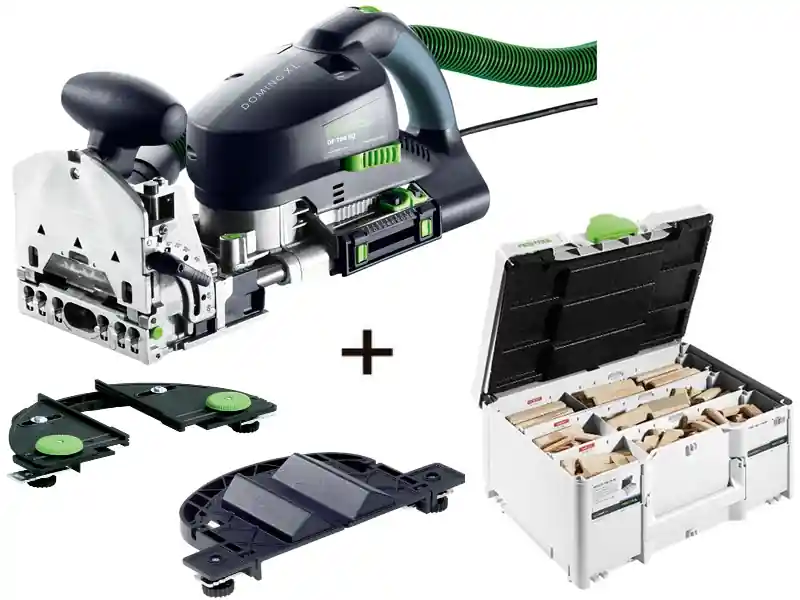 Festool DF700XL-Set1 Fraiseuse Domino DF700EQ-Plus+ DOMINO DF700 XL système d‘assortiment DS/XL + LA-DF butée de cadre + RA-DF butée ronde