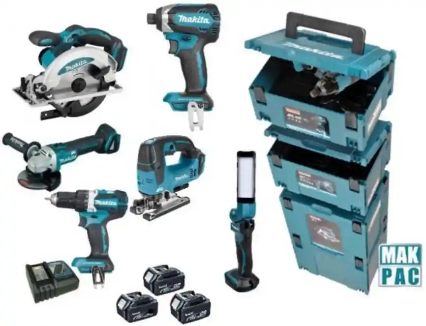 Makita DLX8100J Ensemble de machines 18V 3 x 5,0 Ah - combo des nouveaux 5,0 AH machines