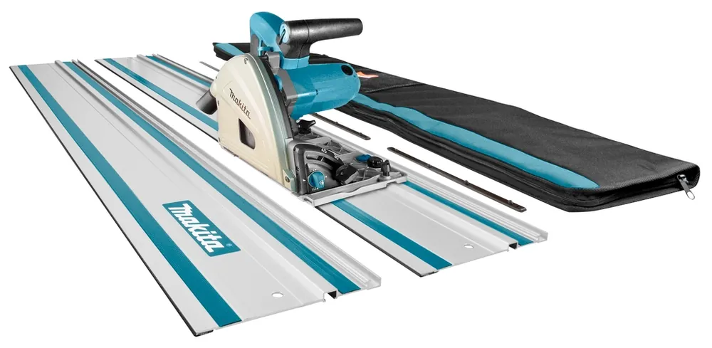 Makita SP6000J1X2 230V Scie circulaire 165 mm + 2 x rail + bandes de connexion + sac de rangement + lame de scie supplémentaire