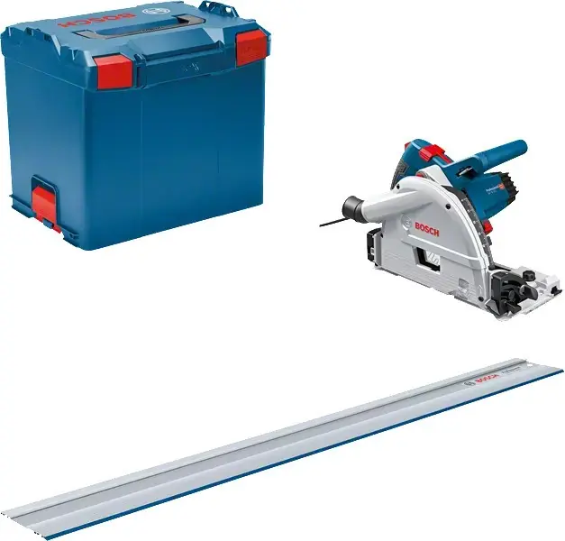 Bosch Bleu 0615990M9D Scie circulaire GKT 55 GCE + rail de guidage 1400mm en L-Boxx